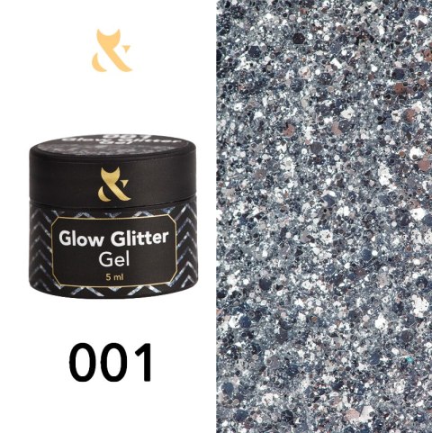 Gęsty lakier do zdobień F.O.X Glow glitter gel 001, 5 ml