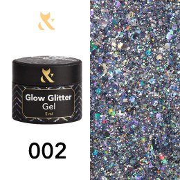 Gęsty lakier do zdobień F.O.X. Glow glitter gel 002, 5 ml