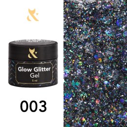 Gęsty lakier do zdobień F.O.X. Glow glitter gel 003, 5 ml