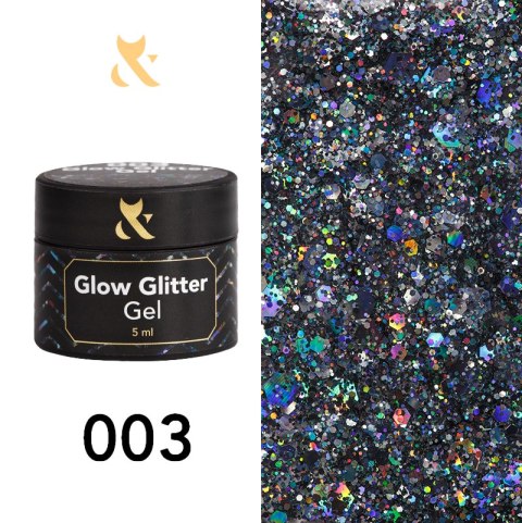 F.O.X Glow glitter gel 003 - żel do zdobień z turkusowym brokatem, 5 ml