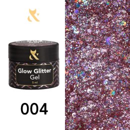 Gęsty lakier do zdobień F.O.X. Glow glitter gel 004, 5 ml