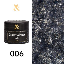 Gęsty lakier do zdobień F.O.X. Glow glitter gel 006, 5 ml