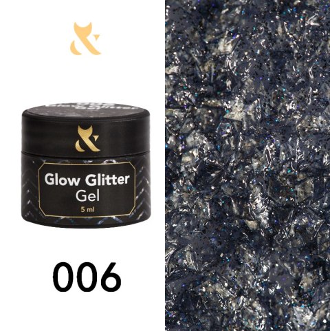 Gęsty lakier do zdobień F.O.X Glow glitter gel 006, 5 ml