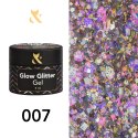 Gęsty lakier do zdobień F.O.X Glow glitter gel 007, 5 ml