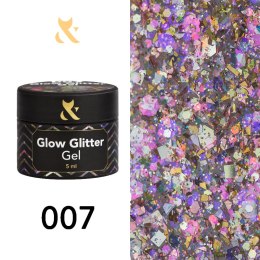 Gęsty lakier do zdobień F.O.X. Glow glitter gel 007, 5 ml