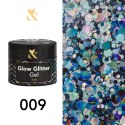 F.O.X Glow glitter gel 009 - żel do zdobień z fioletowo-granatowym brokatem, 5 ml