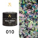 Gęsty lakier do zdobień F.O.X Glow glitter gel 010, 5 ml