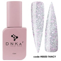 DNKa' Cover Base #0050 Fancy - srebrna baza hybrydowa z fioletowym brokatem, 12 ml