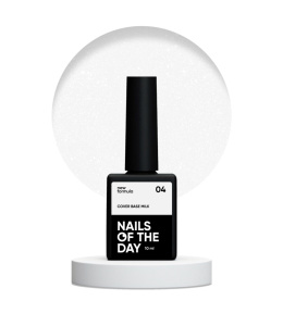 NAILSOFTHEDAY Cover base NEW Milk 04 - półprzezroczysta mleczna baza ze srebrnym brokatem, 10 ml