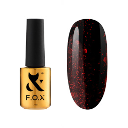 F.O.X gel polish Party 005 - bordowy lakier hybrydowy z czerwoną drobinką, 7 ml