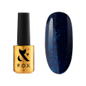 F.O.X gel polish Party 014 - granatowy lakier hybrydowy z niebieską drobinką, 7 ml