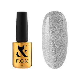 F.O.X gel polish Party 015 - lakier hybrydowy ze srebrnym brokatem, 7 ml