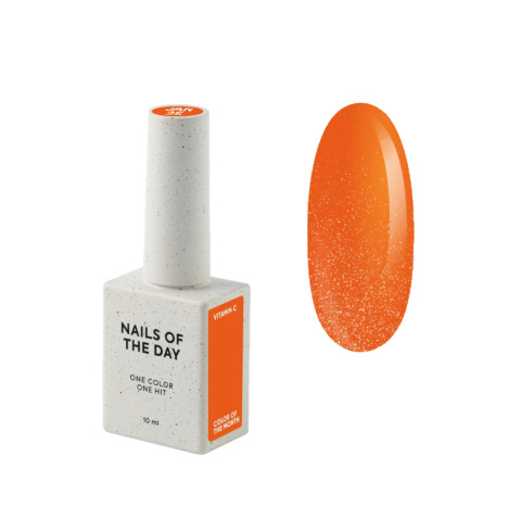 NAILSOFTHEDAY Color of the month January 2025 Vitamin C - jaskrawopomarańczowy lakier hybrydowy z delikatną drobinką , 10 ml