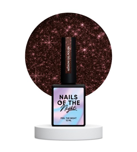 NAILSOFTHENIGHT Negroni - czerwony lakier hybrydowy z odblaskową drobinką, 10 ml