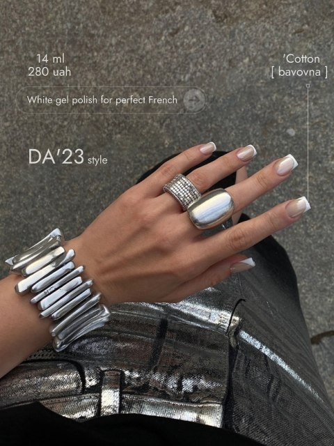 DA'23 'COTTON GEL POLISH - kryjący biały lakier hybrydowy, 14 ML