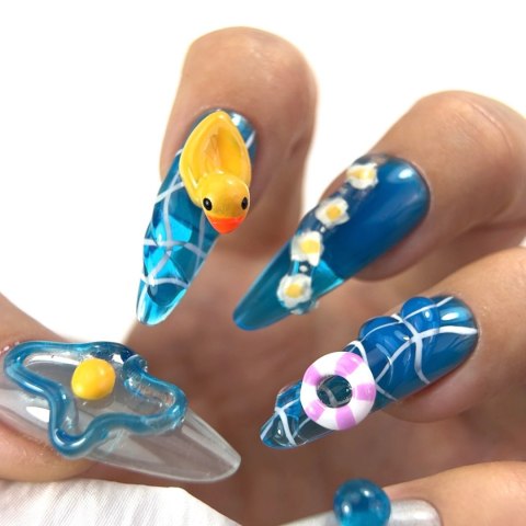 NAILSOFTHEDAY Color top Vitrage 12 - witrażowy nasycony błękitny top hybrydowy bez lepkiej warstwy, 10 ml