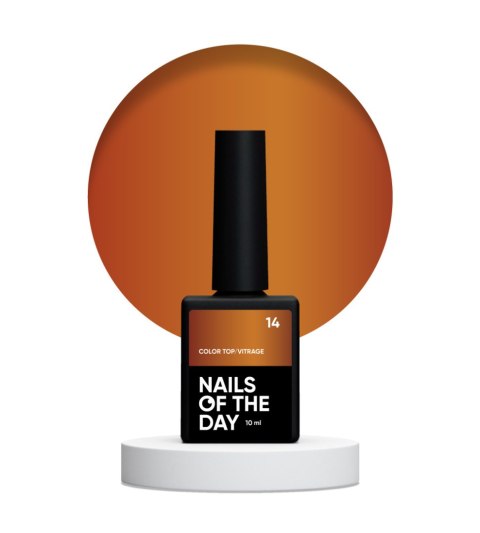 NAILSOFTHEDAY Color top Vitrage 14 - witrażowy karmelowy top hybrydowy bez lepkiej warstwy, 10 ml