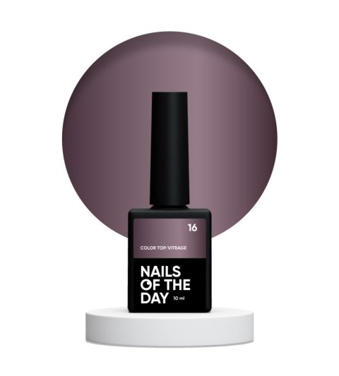 NAILSOFTHEDAY Color top Vitrage 16 - witrażowy przydymiony śliwkowy top hybrydowy bez lepkiej warstwy, 10 ml