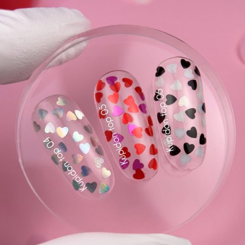 NAILSOFTHEDAY Kupidon top 04 - top z holographicznymi serduszkami bez lepkiej warstwy, 10 ml