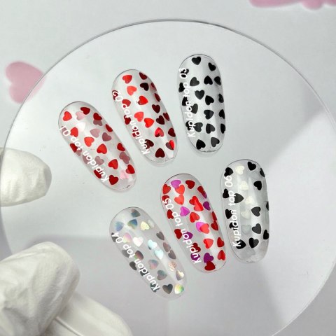 NAILSOFTHEDAY Kupidon top 04 - top z holographicznymi serduszkami bez lepkiej warstwy, 10 ml