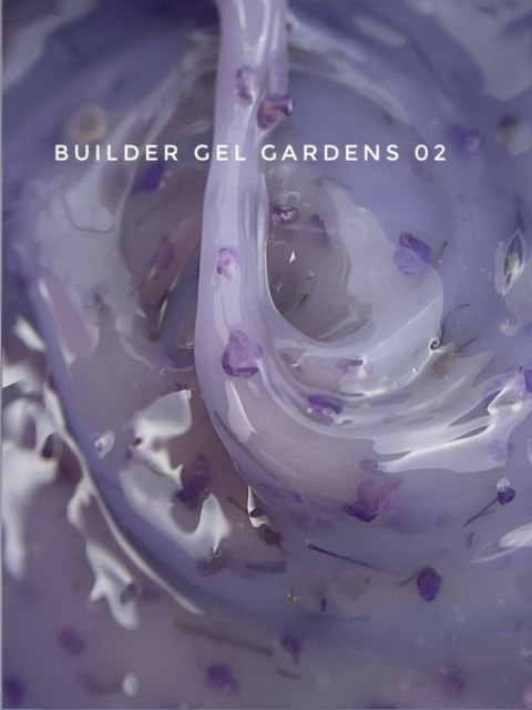 TOUCH Builder Gel Gardens 02 - fioletowy żel budujący z suszonymi kwiatami, 15 ml
