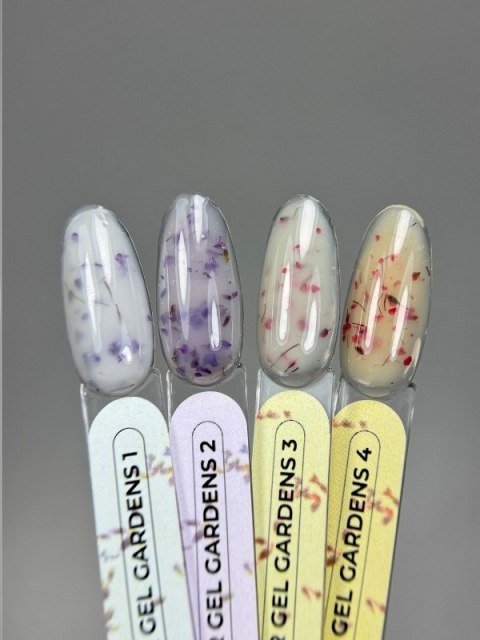 TOUCH Builder Gel Gardens 02 - fioletowy żel budujący z suszonymi kwiatami, 15 ml