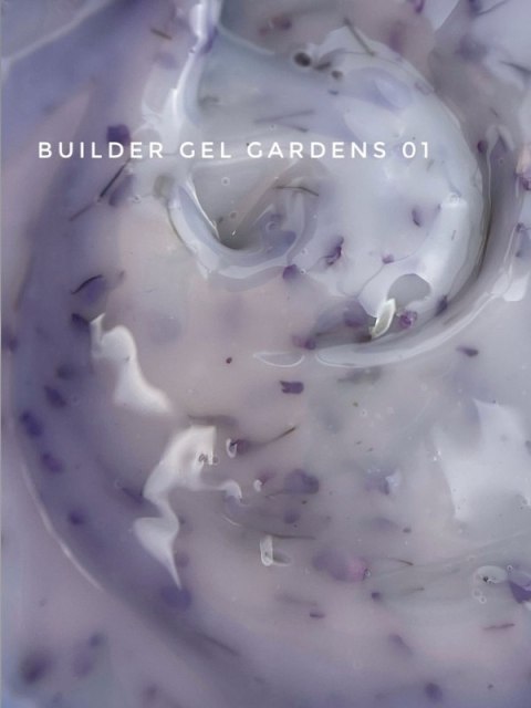 TOUCH Builder gel Gardens 01 - biały żel budujący z suszonymi kwiatami, 15 ml