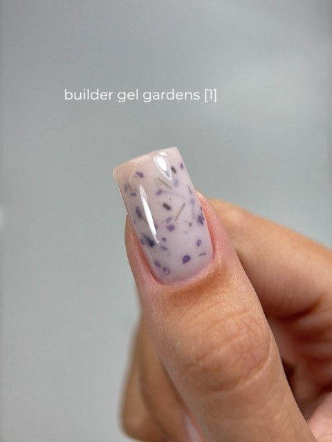 TOUCH Builder gel Gardens 01 - biały żel budujący z suszonymi kwiatami, 15 ml