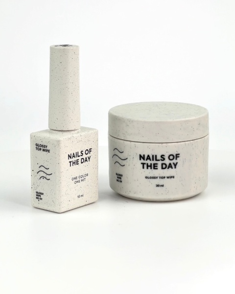 NAILSOFTHEDAY Glossy top wipe - błyszczący top z lepką warstwą i bez filtru UV, 30 ml