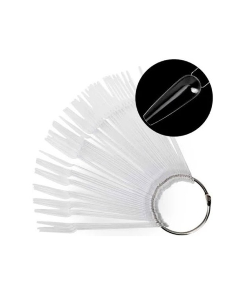 Wzornik z tipsami na kółku baleryna - przeroczyste, 50 szt