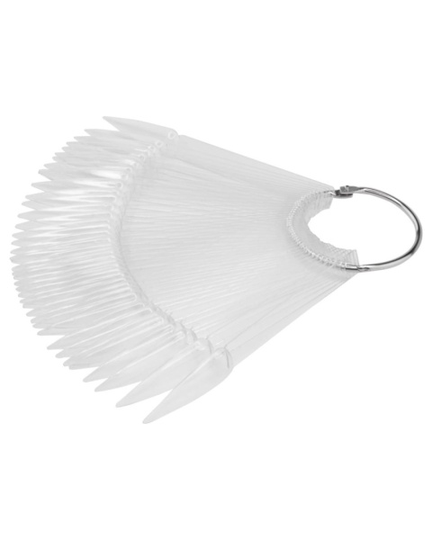 Wzornik z tipsami na kółku szpic - przeroczyste, 50 szt