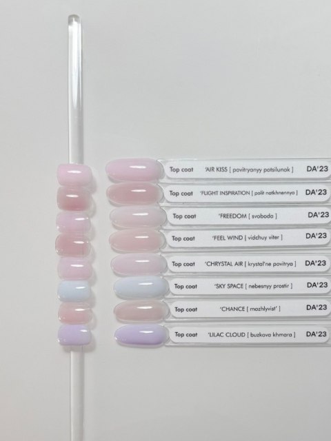 DA'23 COVER TOP 'LILAC CLOUD, 8 ml - półprzezroczysty top hybrydowy no wipe (lawendowo-różowy)