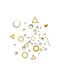 Złote ozdoby do paznokci z cyrkoniami