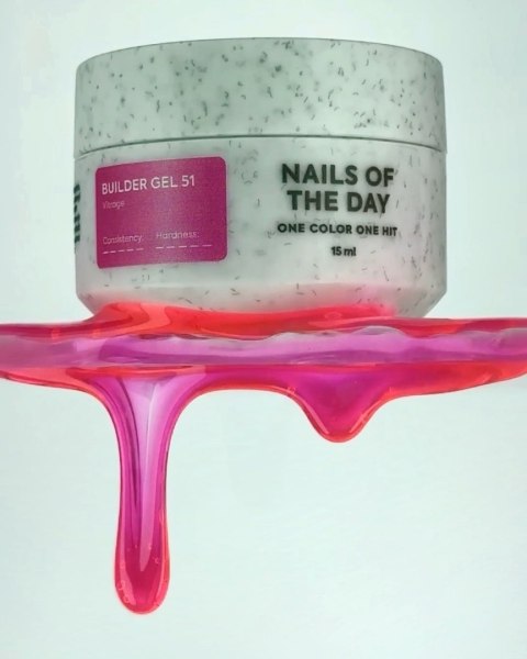NAILSOFTHEDAY Builder gel 51 Vitrage - jaskrawo różowy witrażowy żel budujący, 15 ml