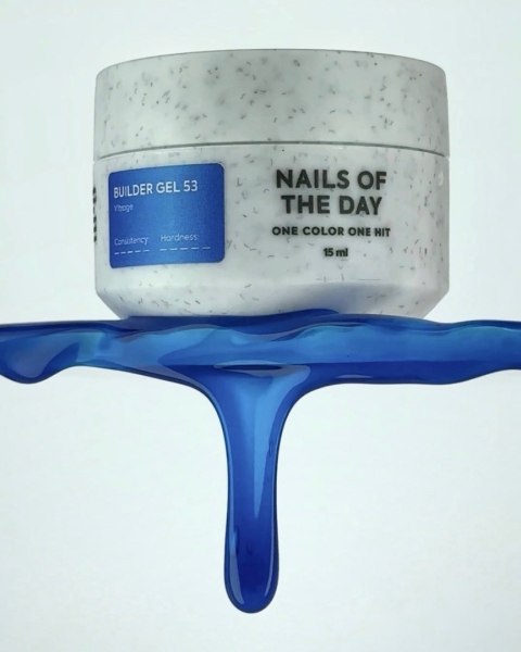 NAILSOFTHEDAY Builder gel 53 Vitrage - niebieski witrażowy żel budujący, 15 ml