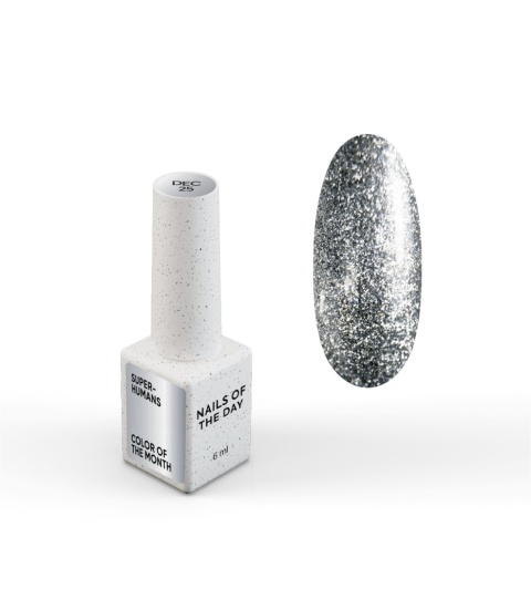 NAILSOFTHEDAY Color of the Month December 2025 Superhumans - srebrny lakier hybrydowy z efektem flash, 6 ml