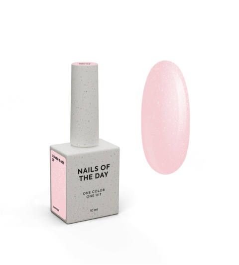 NAILSOFTHEDAY Cover base 29 - półprzezroczysta delikatno-różowa baza ze srebrną drobinką, 10 ml