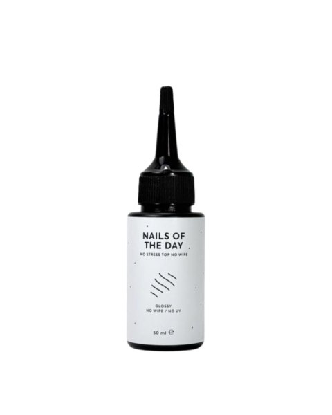 NAILSOFTHEDAY No stress top no wipe - błyszczący top bez lepkiej warstwy i bez filtru UV, ODPORNY NA ZADRAPANIA, 50 ml