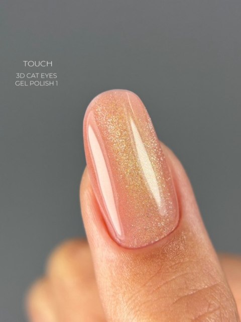 TOUCH 3D Cat Eyes Gel Polish 01 - beżowo-złoty lakier hybrydowy z efektem „kociego oka", 9 ml