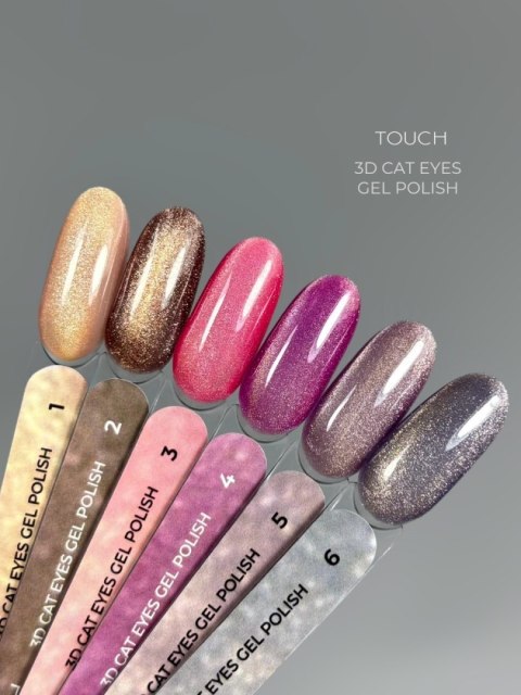 TOUCH 3D Cat Eyes Gel Polish 01 - beżowo-złoty lakier hybrydowy z efektem „kociego oka", 9 ml