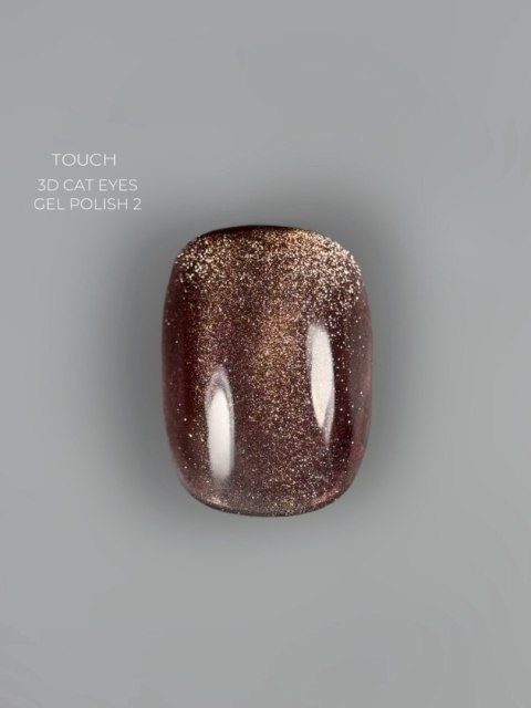 TOUCH 3D Cat Eyes Gel Polish 02 - brązowo-złoty lakier hybrydowy z efektem „kociego oka", 9 ml