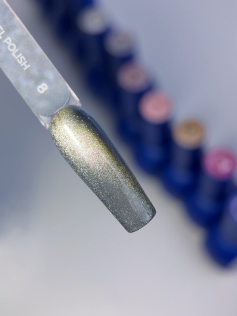 TOUCH 3D Cat Eyes Gel Polish 08 - mysi szary lakier hybrydowy z efektem „kociego oka", 9 ml