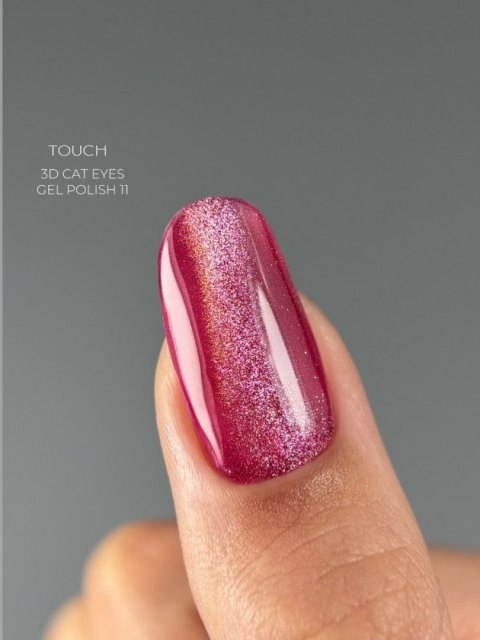 TOUCH 3D Cat Eyes Gel Polish 11 - malinowy lakier hybrydowy z efektem „kociego oka", 9 ml