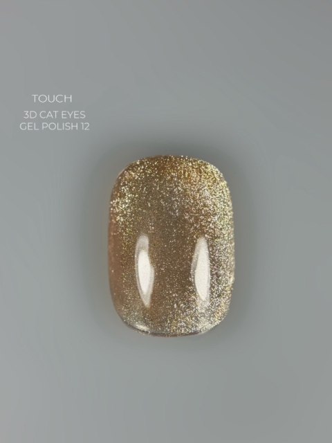TOUCH 3D Cat Eyes Gel Polish 12 - karmelowo-złoty lakier hybrydowy z efektem „kociego oka", 9 ml