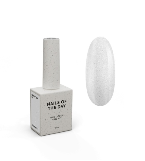 NAILSOFTHEDAY Party top 02 - pzezroczysty top z drobinką, bez lepkiej warstwy i bez filtru UV, 10 ml