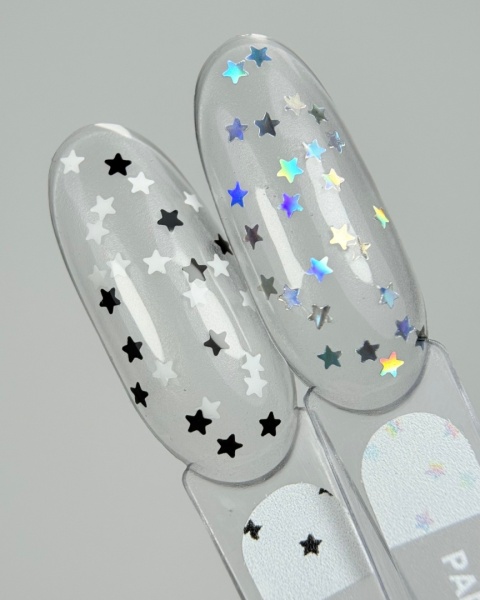 NAILSOFTHEDAY Party top 04 - pzezroczysty top z holograficznymi gwiazdkami, bez lepkiej warstwy, 10 ml