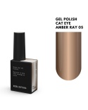 BIBLIOTEKA Cat Eye Gel Polish 05 Amber Ray, 10 ml - złoto-bursztynowy lakier hybrydowy z efektem „kocie oko”