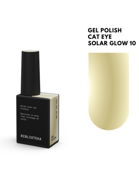 BIBLIOTEKA Cat Eye Gel Polish 10 Solar Glow, 10 ml - złoty lakier hybrydowy z efektem „kociego oka”