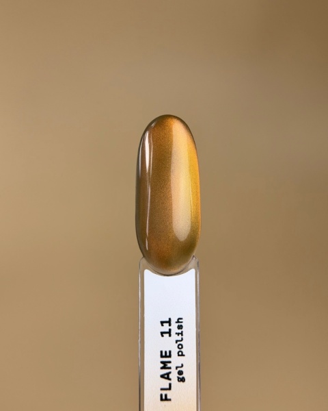 BIBLIOTEKA Cat Eye Gel Polish 11 Flame, 10 ml - miedziano-bursztynowy lakier hybrydowy z efektem „kociego oka”