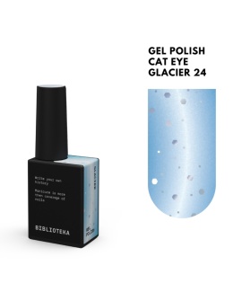 BIBLIOTEKA Cat Eye Gel Polish 24 Glacier, 10 ml - niebieski lakier hybrydowy z efektem „kociego oka”